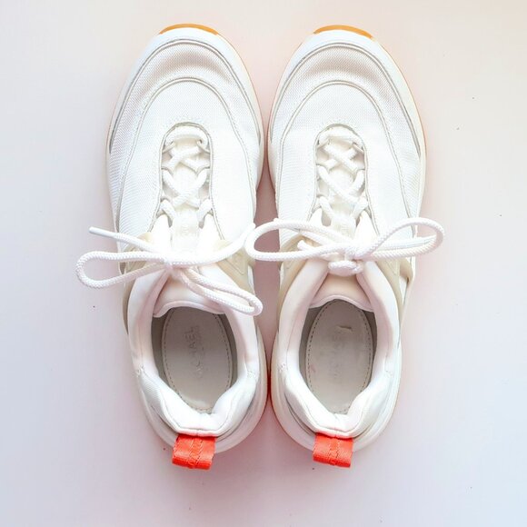 Michael Kors Chunky White Orange Sneakers Athleisure Sporty Tennis Shoes 7 - Picture 2 of 16